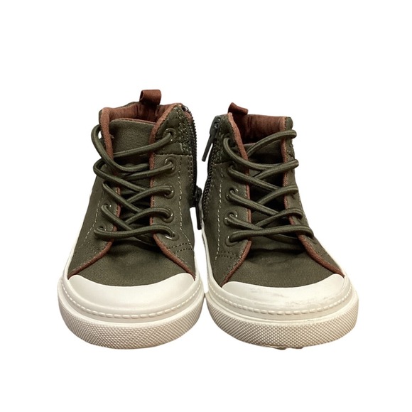 Old Navy Other - Old Navy Kids Green Canvas High Top Sneakers Side Zip‎ Lace Up Size Toddler 7